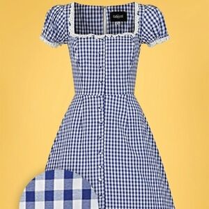 Collectif Blue Gingham Dress RARE UK 2XL SIZE 18 Rockabilly